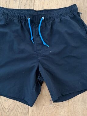 Men's Navy Swim Trunks with Bright Blue Drawstring
